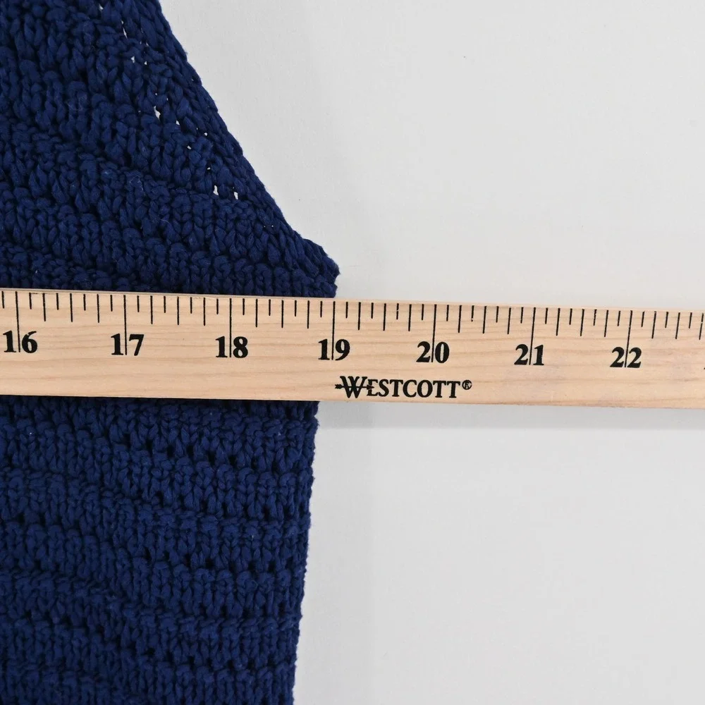 Banana Republic Crochet Knit Dress Size M Navy Blue Sleeveless Boho Vacation NWT